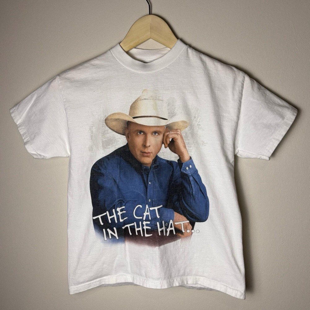 Vintage Garth Brooks Shirt Youth Med Cat In The Hat… Double Sided Hanes Beefy